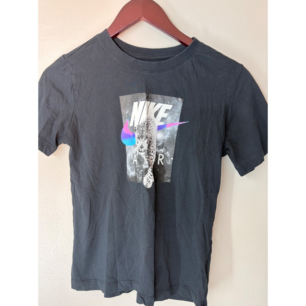Nike Air Boys Large Black Leopard Galaxy Graphic T-Shirt HF6007-010